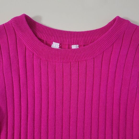 No Boundaries Women's Pink Ribbed-Knit Long Sleeve Pullover Sweater - Picture 8 of 13